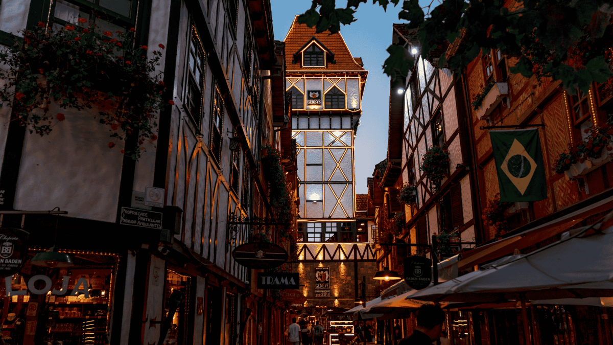Charming street in Vila Capivari in Campos do Jordao