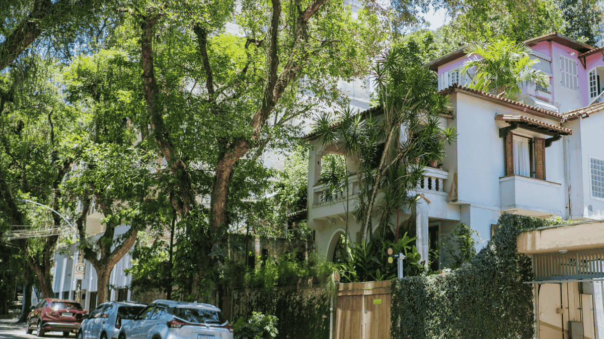 Leafy residential street in Gรกvea, Rio de Janeiro