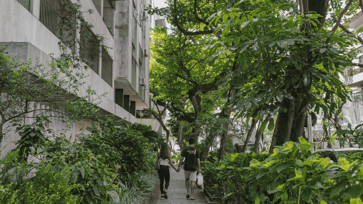 Upscale residential street scene in Ipanema