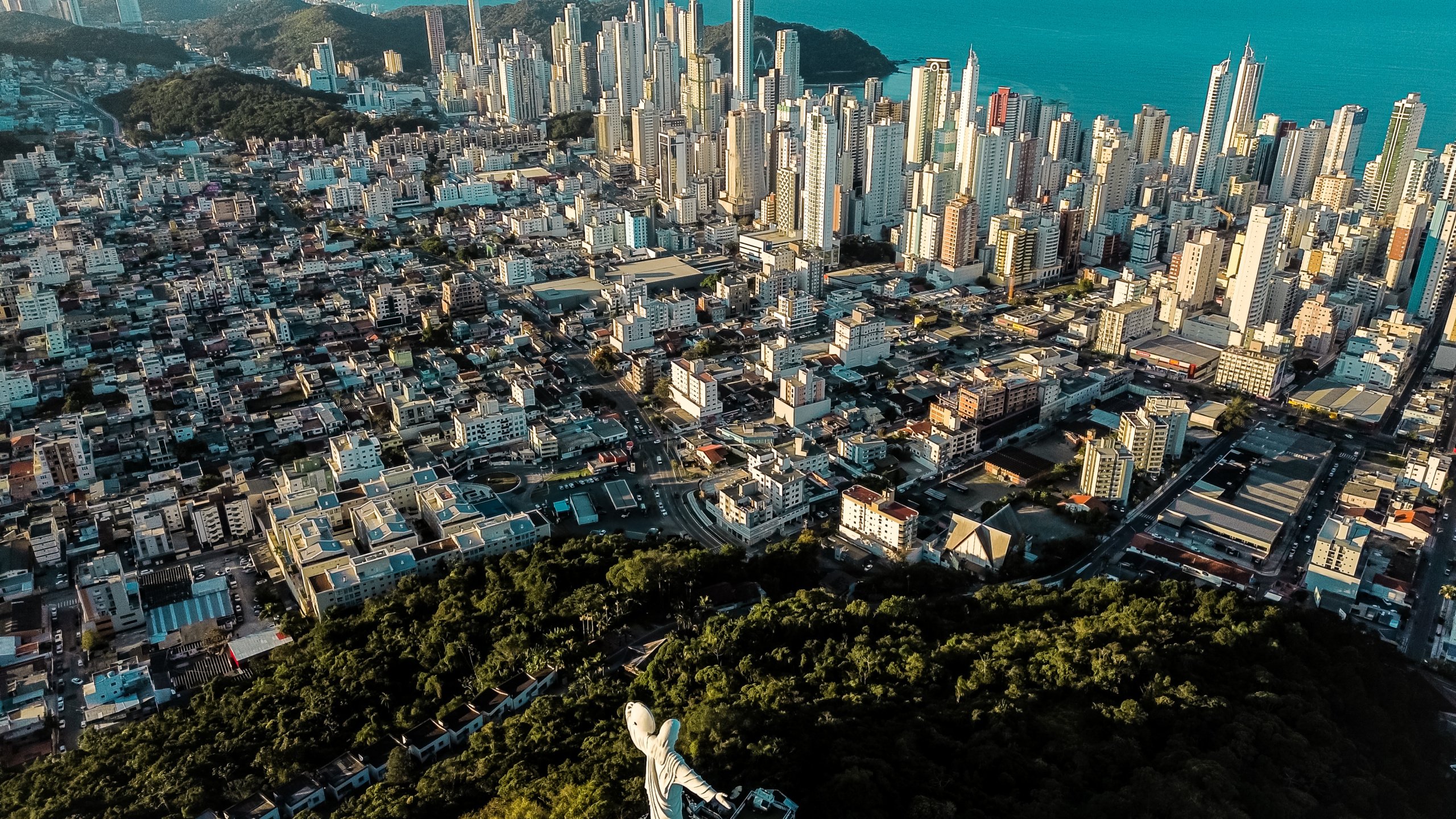 Cristo Luz overlooking Balneรกrio Camboriรบ | Photo by: Merlin Donald