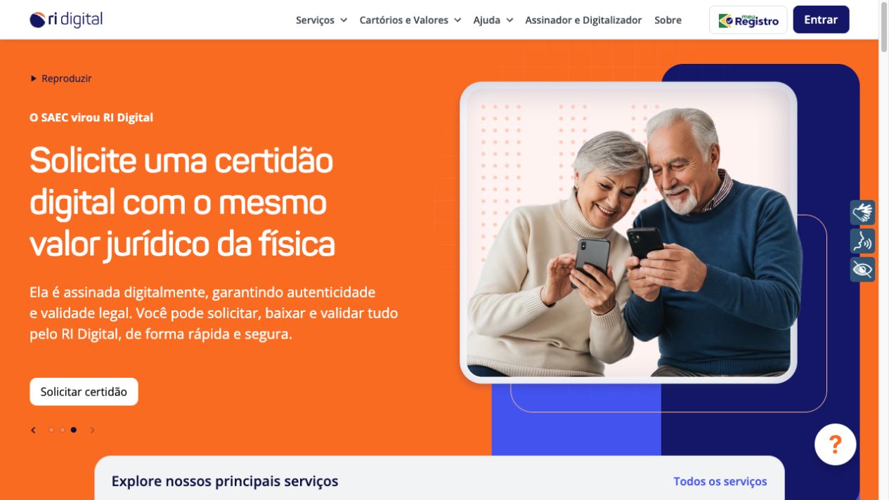 RI Digital homepage showing its digital property certificate service