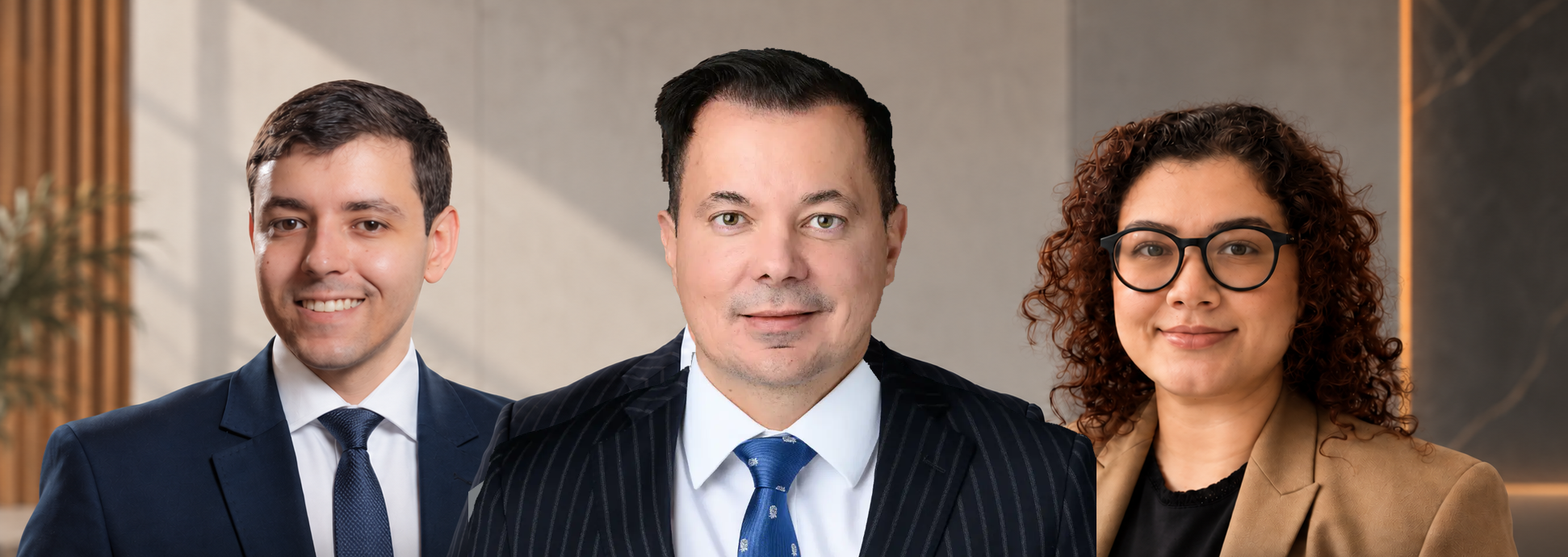 Paulo Sales, Luciano Oliveira, and Georgia Machado — Oliveira Lawyers real estate team