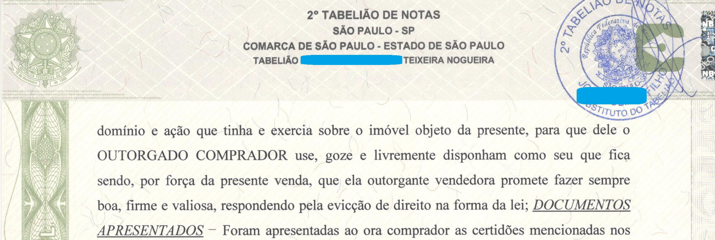 Excerpt from an actual Brazilian Public Deed