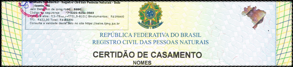 Header of a Brazilian Marriage Certificate