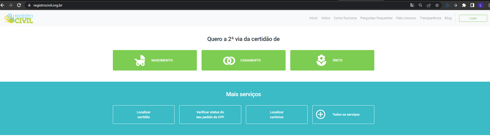 RegistroCivil Website in Brazil