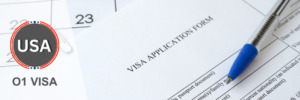 Completed visa application form, highlighting the process to apply for an O1 visa.