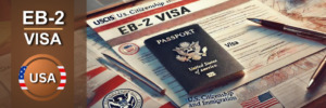 EB-2 Visa application with U.S. passport and USCIS documents.