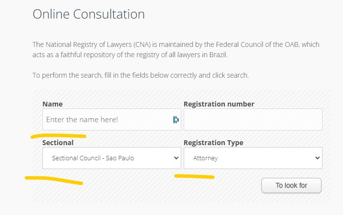Brazil Attorney Check Credentials in English