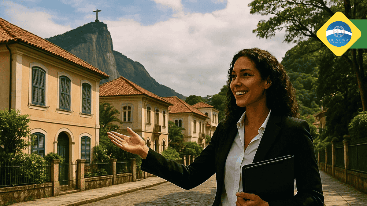 A real estate agent showing properties in Cosme Velho, Rio de Janeiro