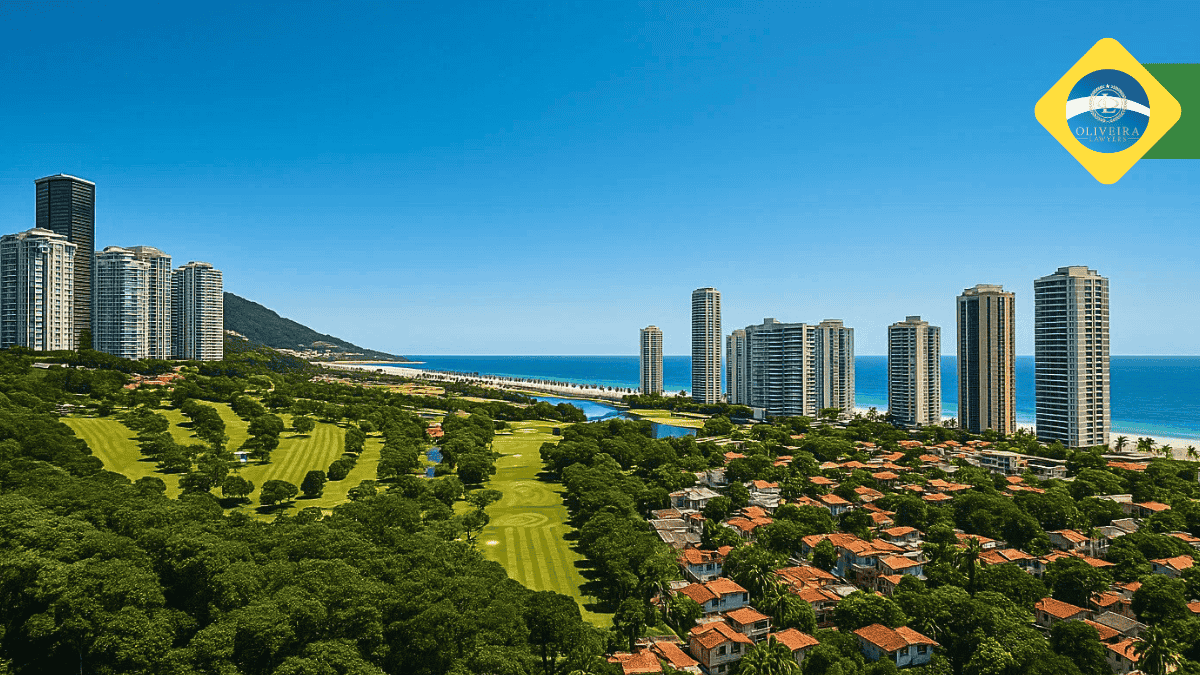 Scenic skyline view of the Sao Conrado neighborhood with its beach and golf course , Sao Conrado _Rio de Janeiro