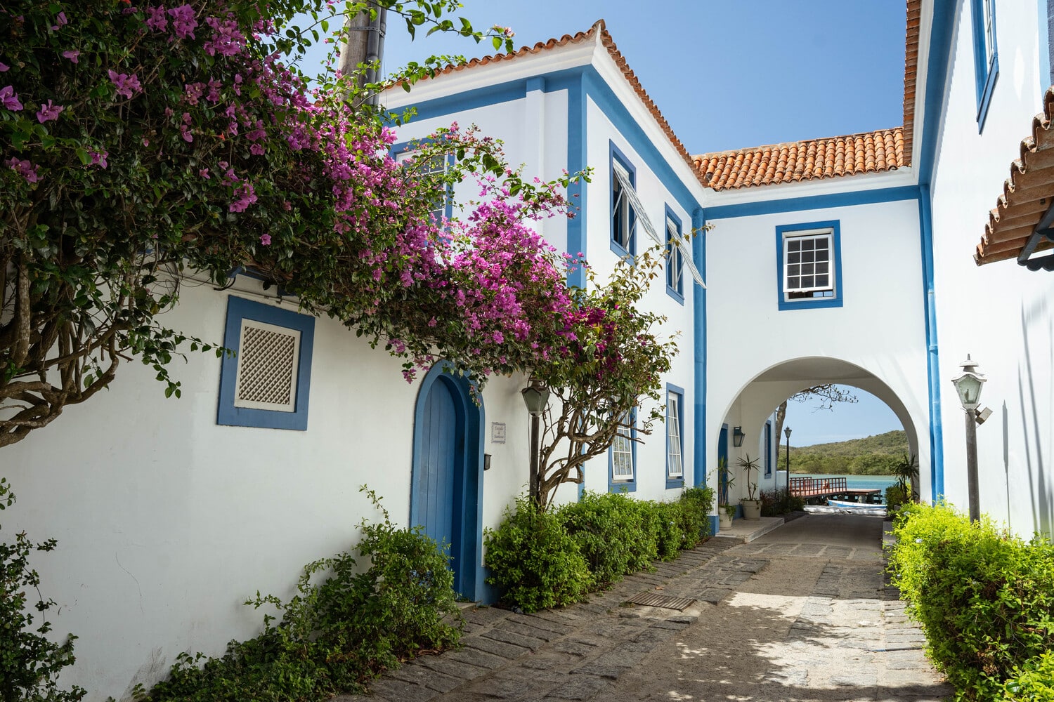 Passagem neighborhood in Cabo Frio with colonial houses lining a waterfront street