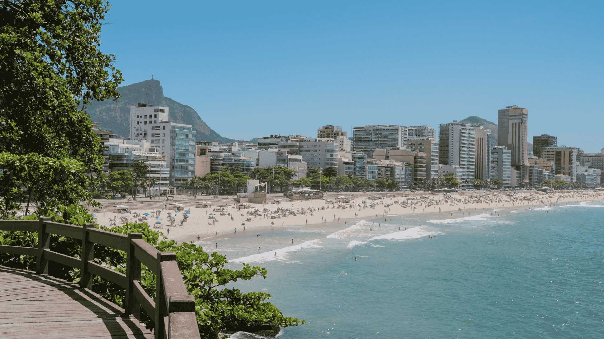 Panoramic outlook over Leblon and the Rio coastline in Leblon, Rio de Janeiro